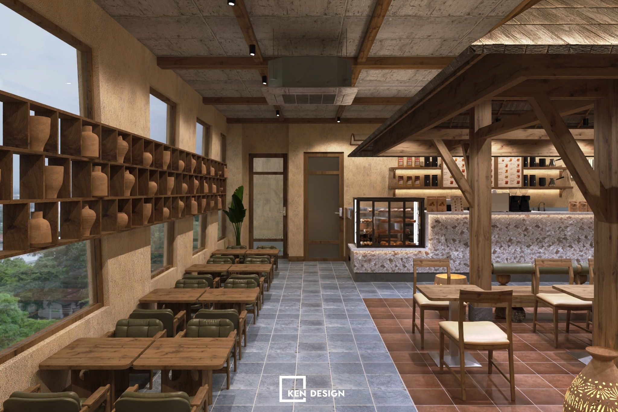 Thiết kế quán cafe phong cách Rustic